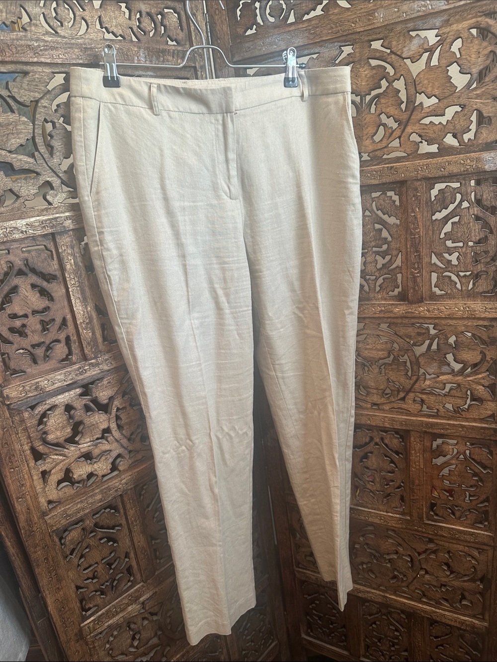 Anne Klein Neutral Beige Linen-Blend Pants size 10